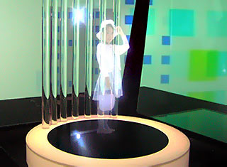 Holographic projection demo at DoCoMo R&D Labs, November 2006 ©Mobikyo